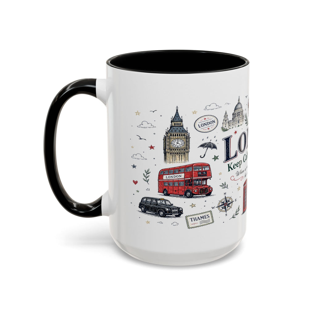 London Coffee Mug | England Souvenir Travel Gift | Accent Color Ceramic 11oz 15oz