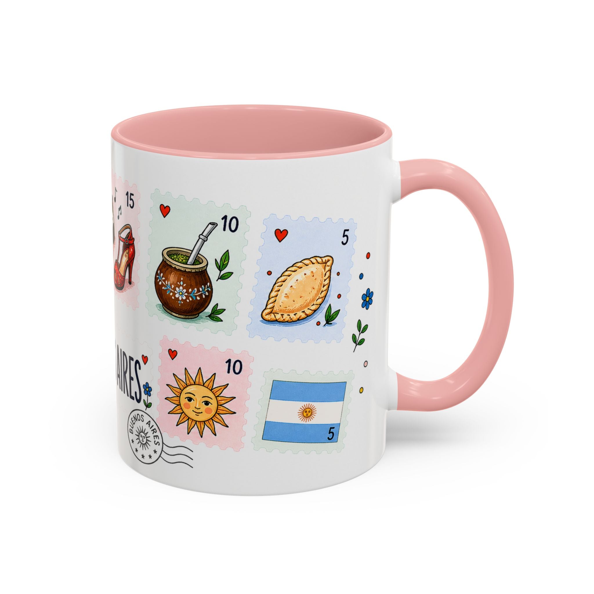 Buenos Aires Coffee Mug | Postage Stamp Collage Mug | Travel Souvenir Accent Cup 11oz 15oz