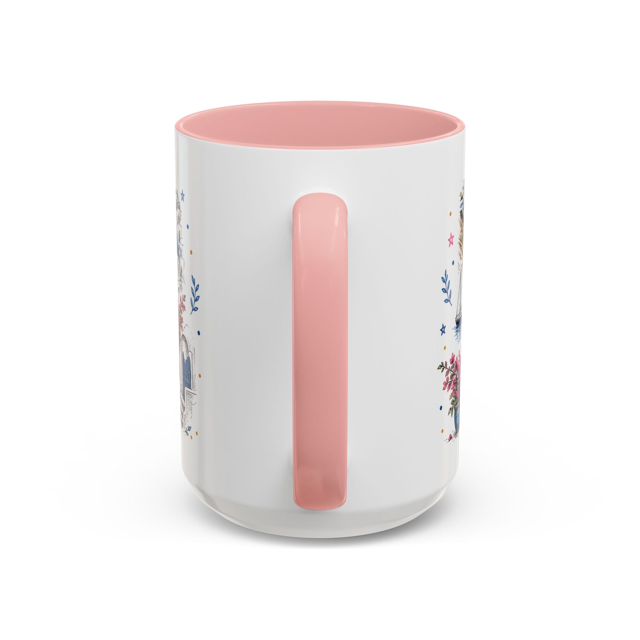Santorini Coffee Mug | Travel Destination Souvenir Gift | Accent Color Ceramic 11oz 15oz