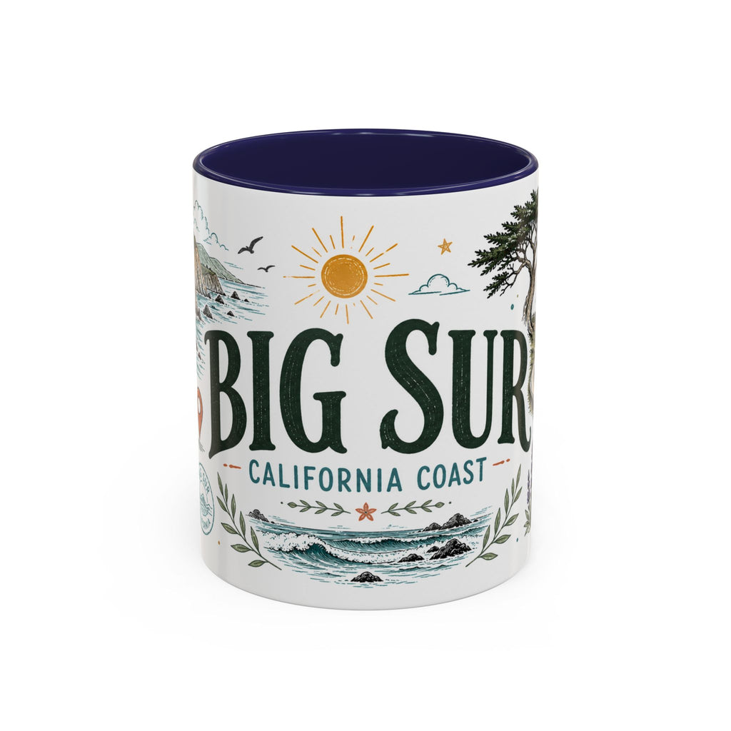 Big Sur Coffee Mug | Travel Destination Souvenir Gift | Accent Color Ceramic 11oz 15oz