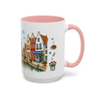 Bruges Illustrated Travel Mug | Belgium Souvenir Accent Coffee Mug | 11oz 15oz Ceramic Cup