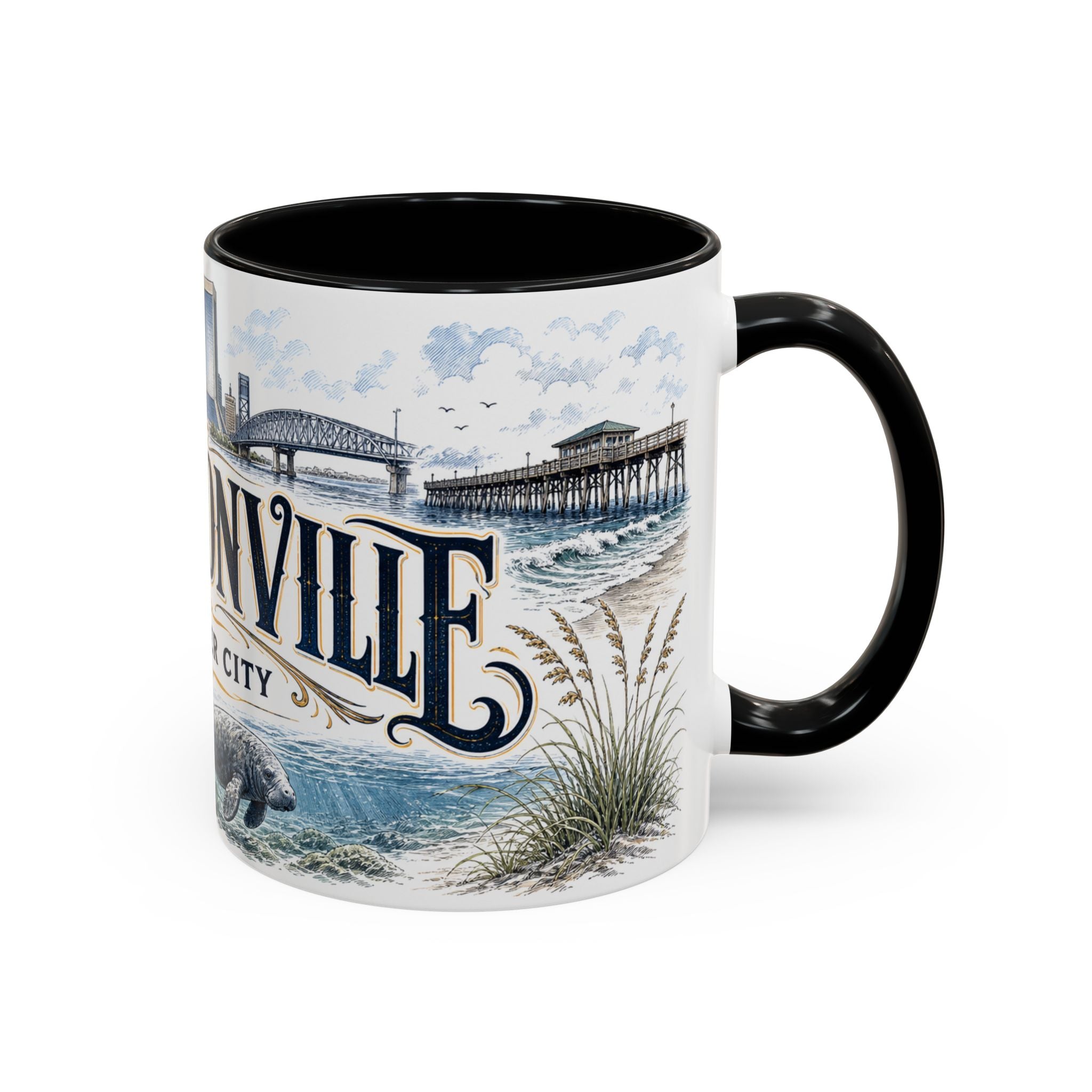 Jacksonville Coffee Mug | United States Travel Souvenir | Vintage Illustrated City Gift | 11 oz 15 oz Accent Mug