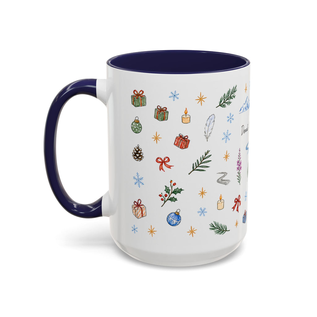 Denali National Park Christmas Mug | Watercolor Travel Souvenir | Holiday Gift | Accent Ceramic Coffee Cup 11oz 15oz