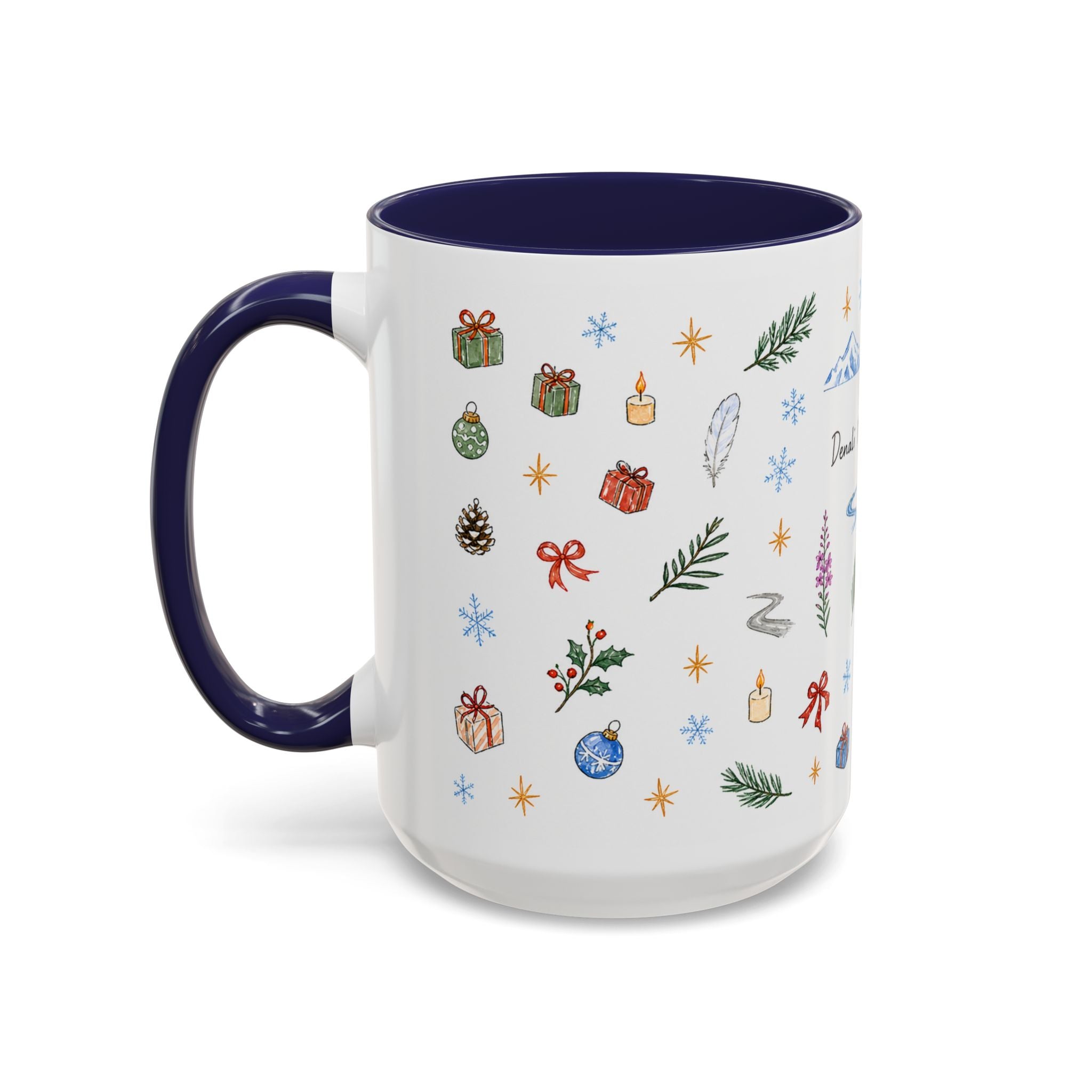 Denali National Park Christmas Mug | Watercolor Travel Souvenir | Holiday Gift | Accent Ceramic Coffee Cup 11oz 15oz