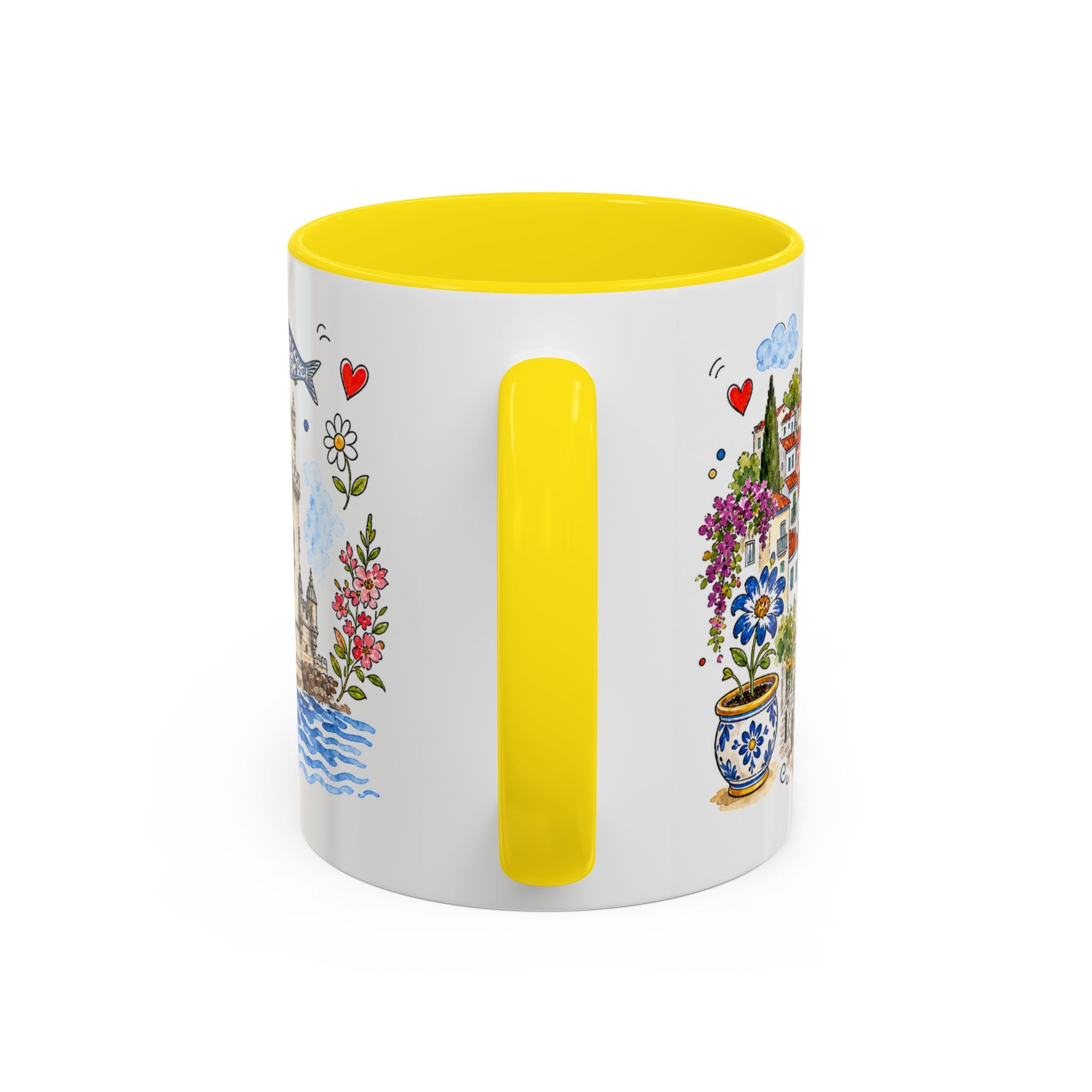 Lisbon Travel Mug | European City Souvenir Accent Coffee Mug | 11oz 15oz Ceramic Cup