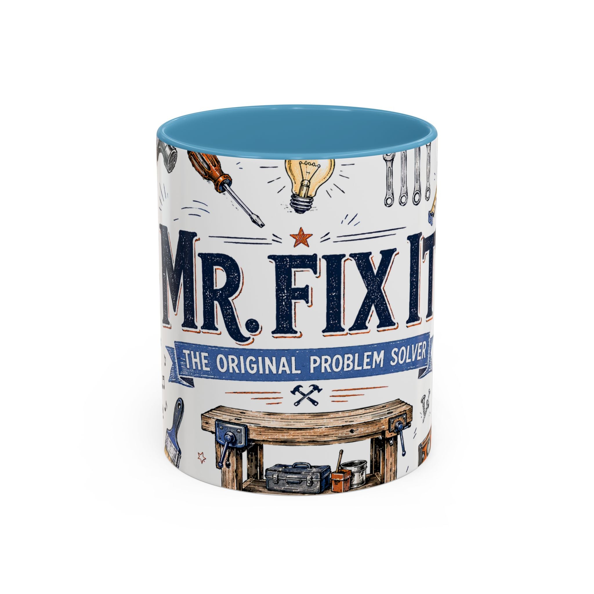 Mr Fix It Coffee Mug | Father's Day Gift for Dad | Accent Color Ceramic 11oz 15oz