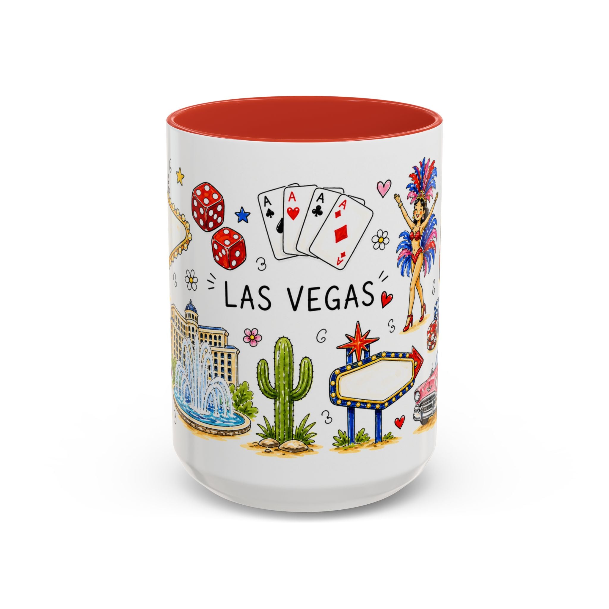 Las Vegas Illustrated Travel Mug | City Souvenir Accent Coffee Mug | 11oz 15oz Ceramic Cup