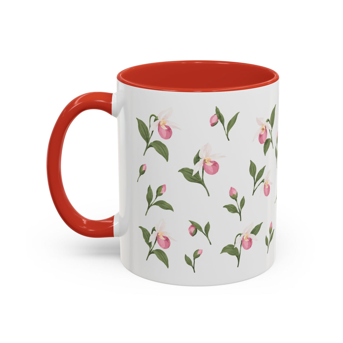 Minnesota Pink and White Lady Slipper Mug, State Flower Floral Coffee Cup, 11oz Botanical Gift