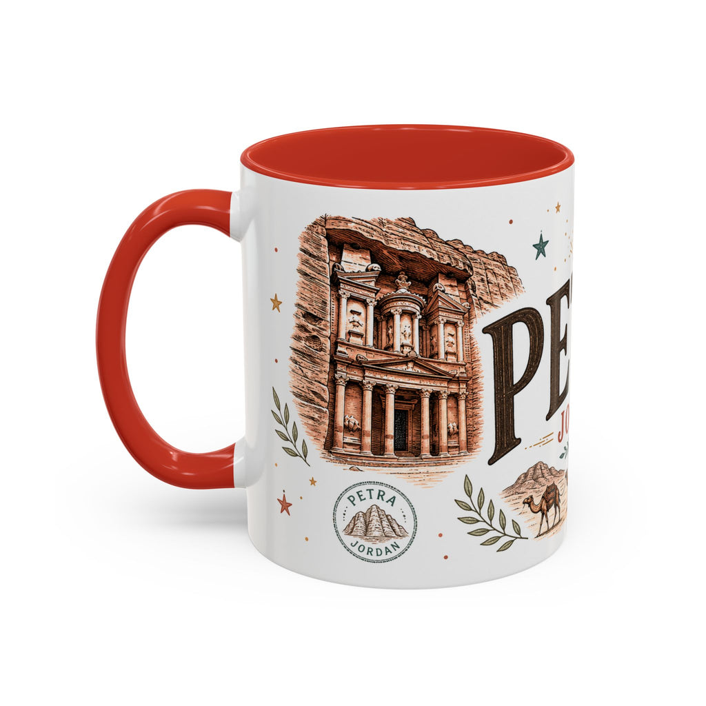 Petra Coffee Mug | Travel Destination Souvenir Gift | Accent Color Ceramic 11oz 15oz