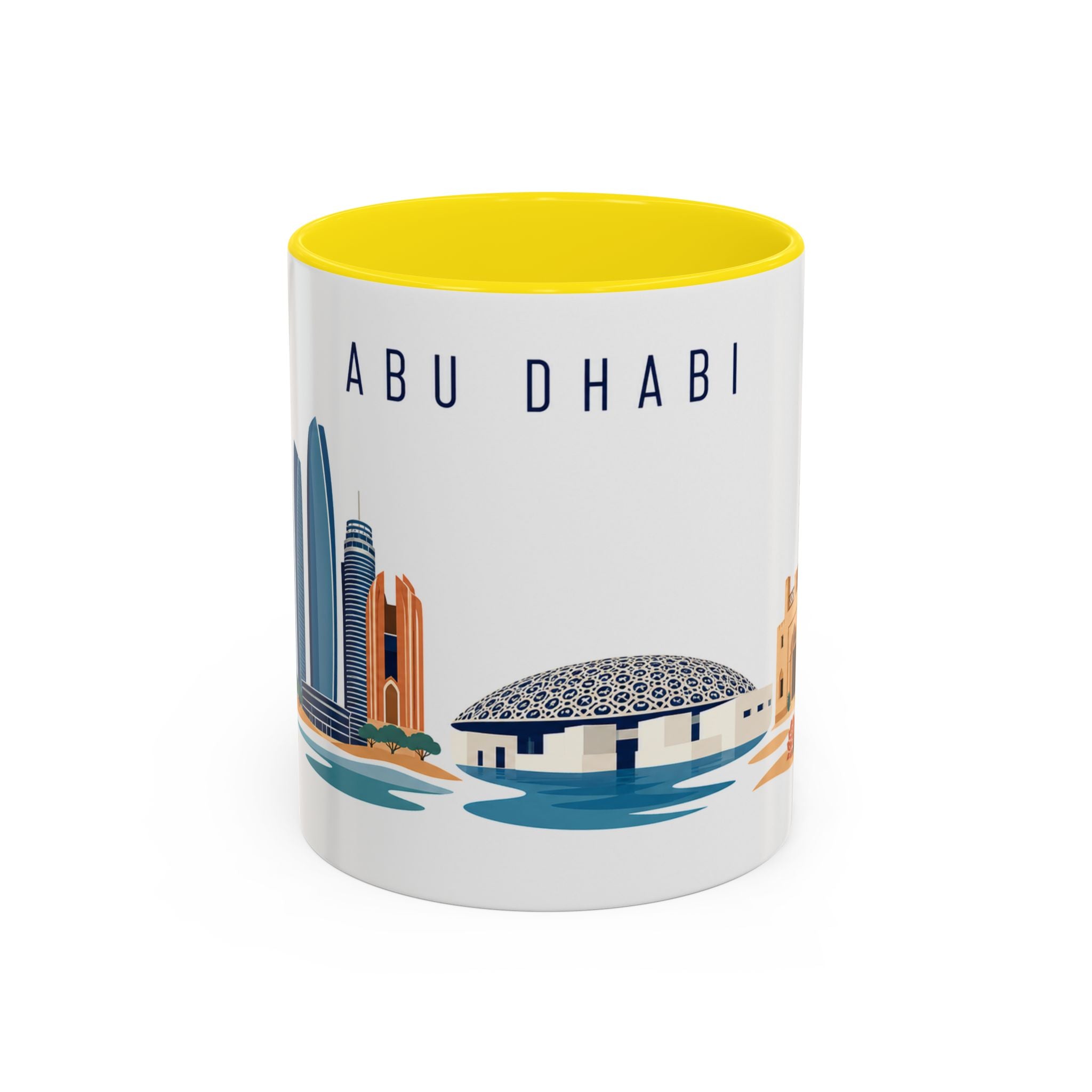 Abu Dhabi Coffee Mug | United Arab Emirates Travel Souvenir | Porcelain Decal City Gift | 11oz 15oz Accent Mug