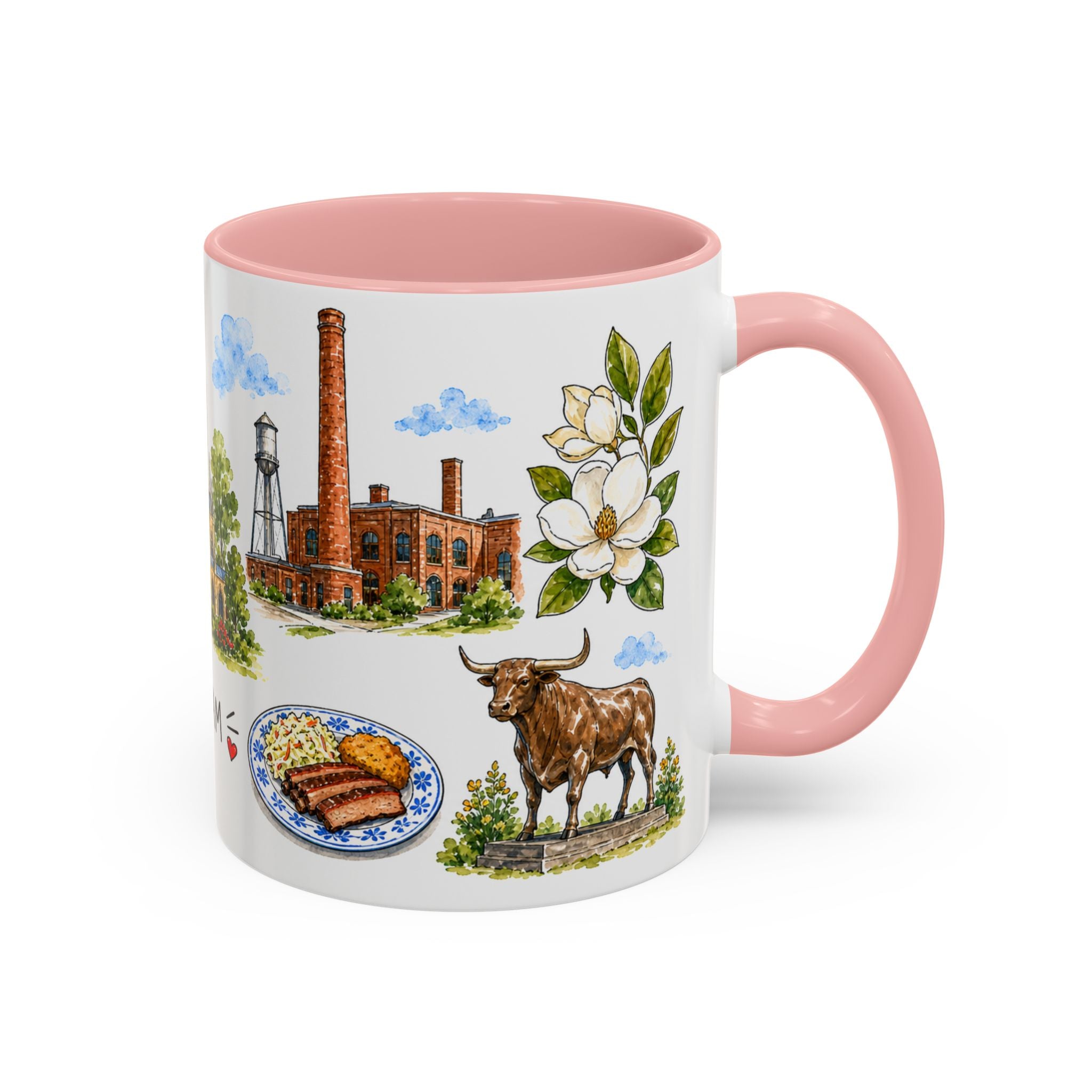 Durham Illustrated Travel Mug | City Souvenir Accent Coffee Mug | 11oz 15oz Ceramic Cup