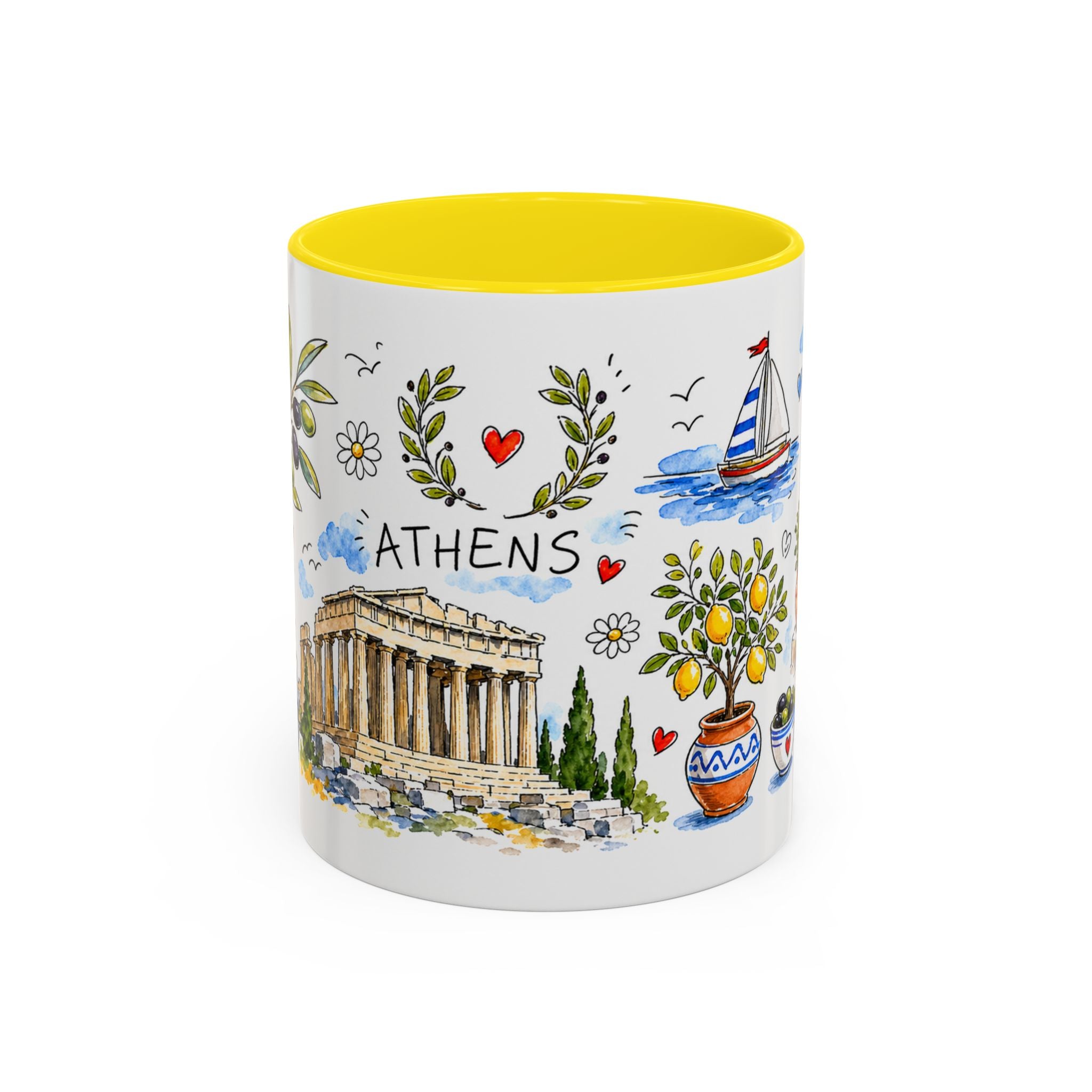 Athens Travel Mug | European City Souvenir Accent Coffee Mug | 11oz 15oz Ceramic Cup