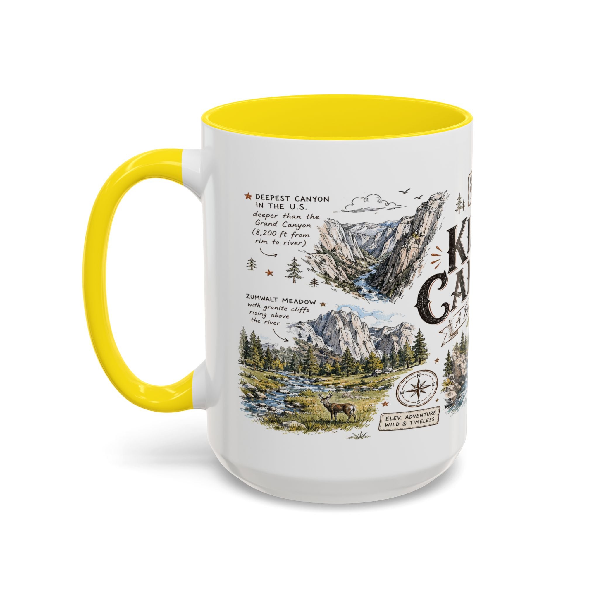 Kings Canyon National Park Coffee Mug | California Sierra Nevada Sequoia Gift | Accent Color Ceramic 11oz 15oz