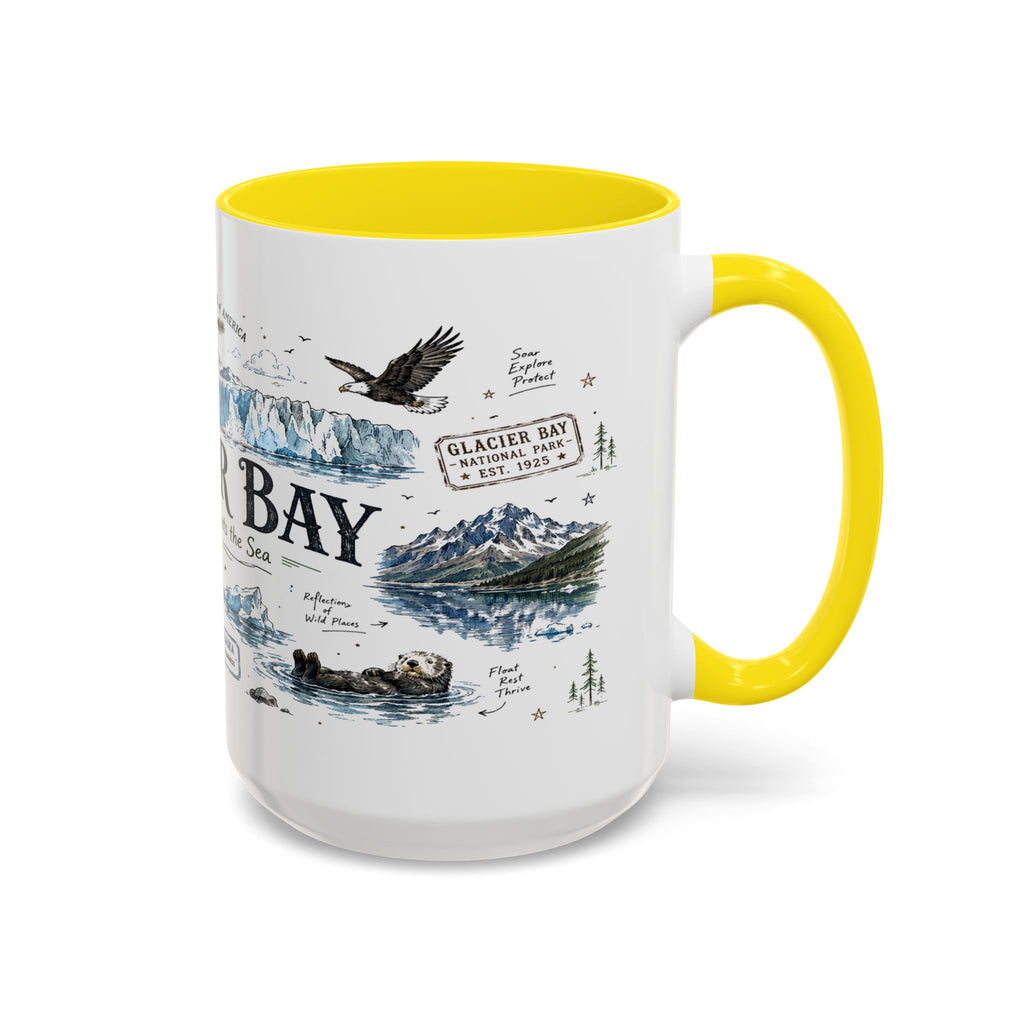 Glacier Bay National Park Coffee Mug | Alaska Wilderness Kayaking Gift | Accent Color Ceramic 11oz 15oz