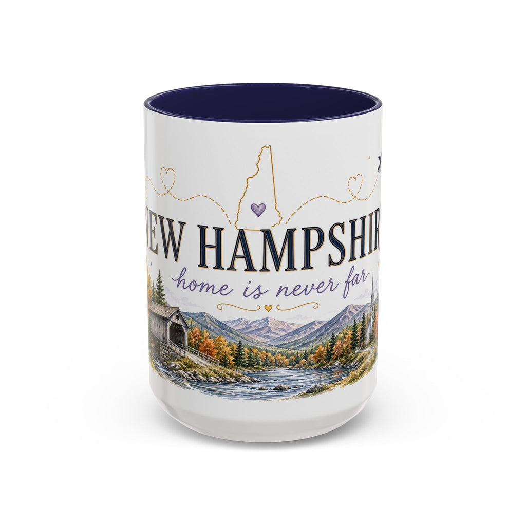 New Hampshire State Map Mug | Botanical Accents, Mountain Landscape Coffee Cup