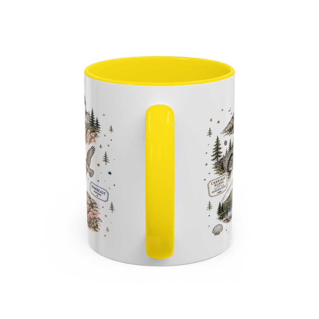 Acadia Coffee Mug | National Park Hiking Coastal Gift | Accent Color Ceramic 11oz 15oz
