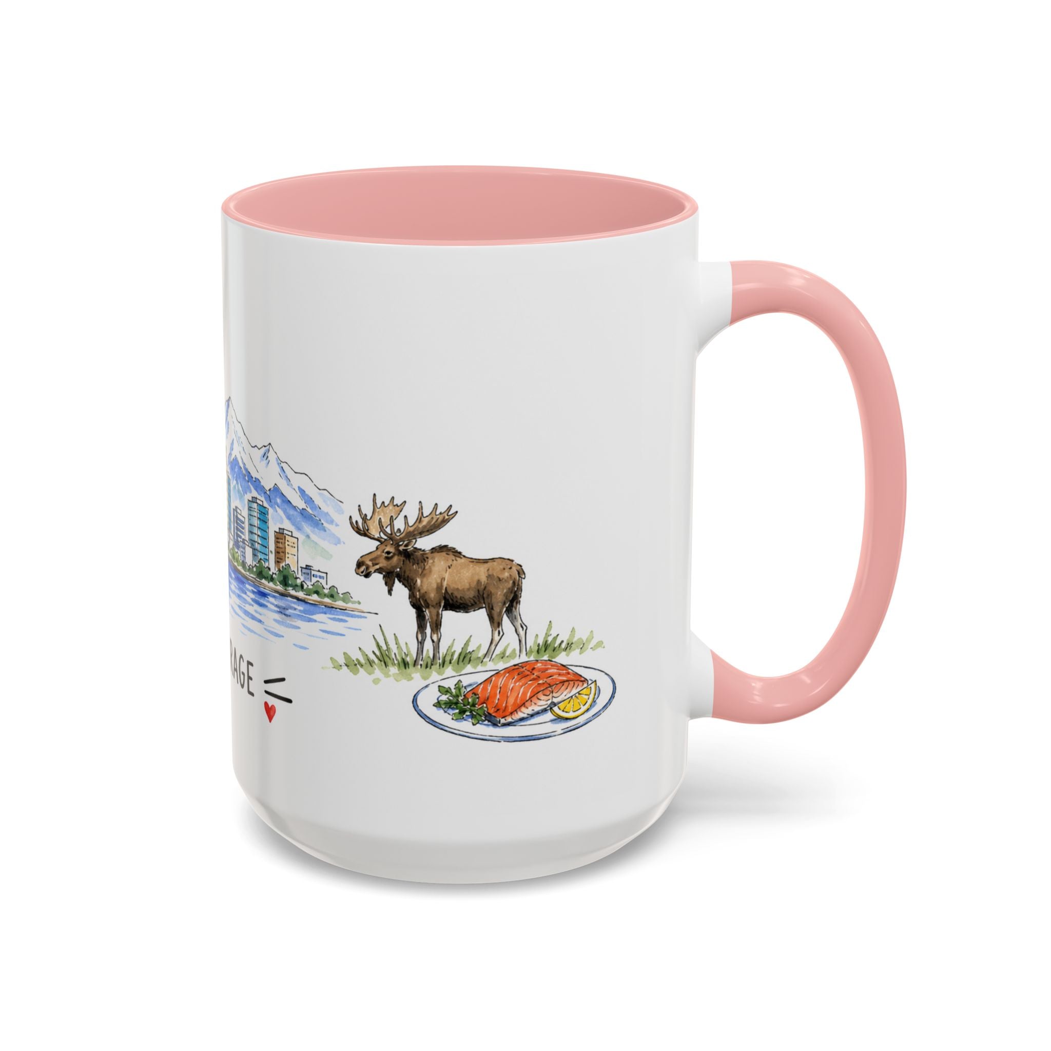 Anchorage Illustrated Travel Mug | City Souvenir Accent Coffee Mug | 11oz 15oz Ceramic Cup