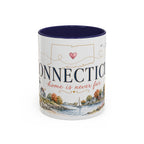 Connecticut State Map Mug | Botanical Accent Coffee Cup (11oz 15oz)