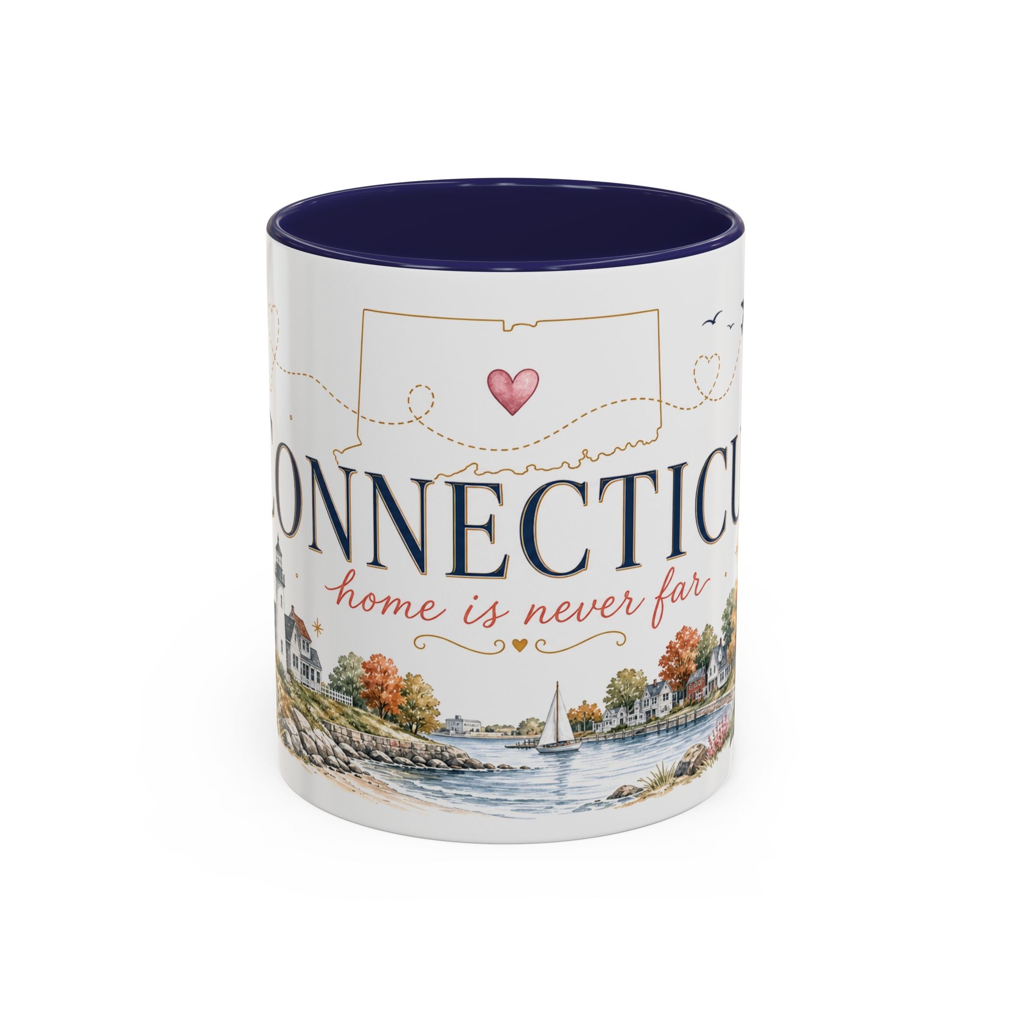 Connecticut State Map Mug | Botanical Accent Coffee Cup (11oz 15oz)