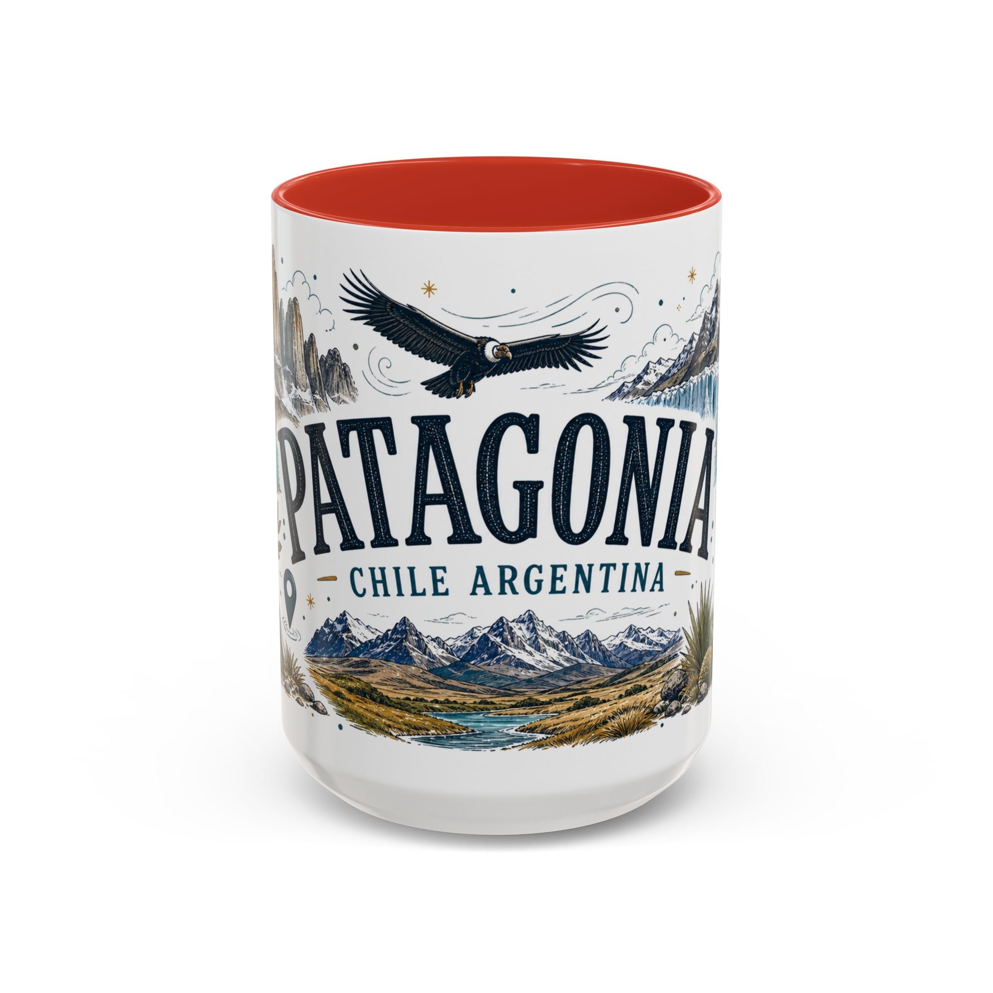 Patagonia Coffee Mug | Travel Destination Souvenir Gift | Accent Color Ceramic 11oz 15oz
