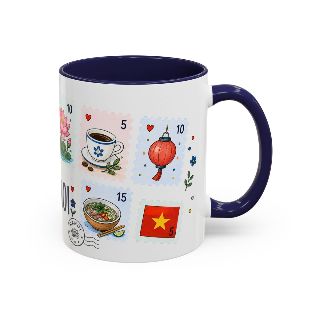 Hanoi Coffee Mug | Postage Stamp Collage Mug | Travel Souvenir Accent Cup 11oz 15oz