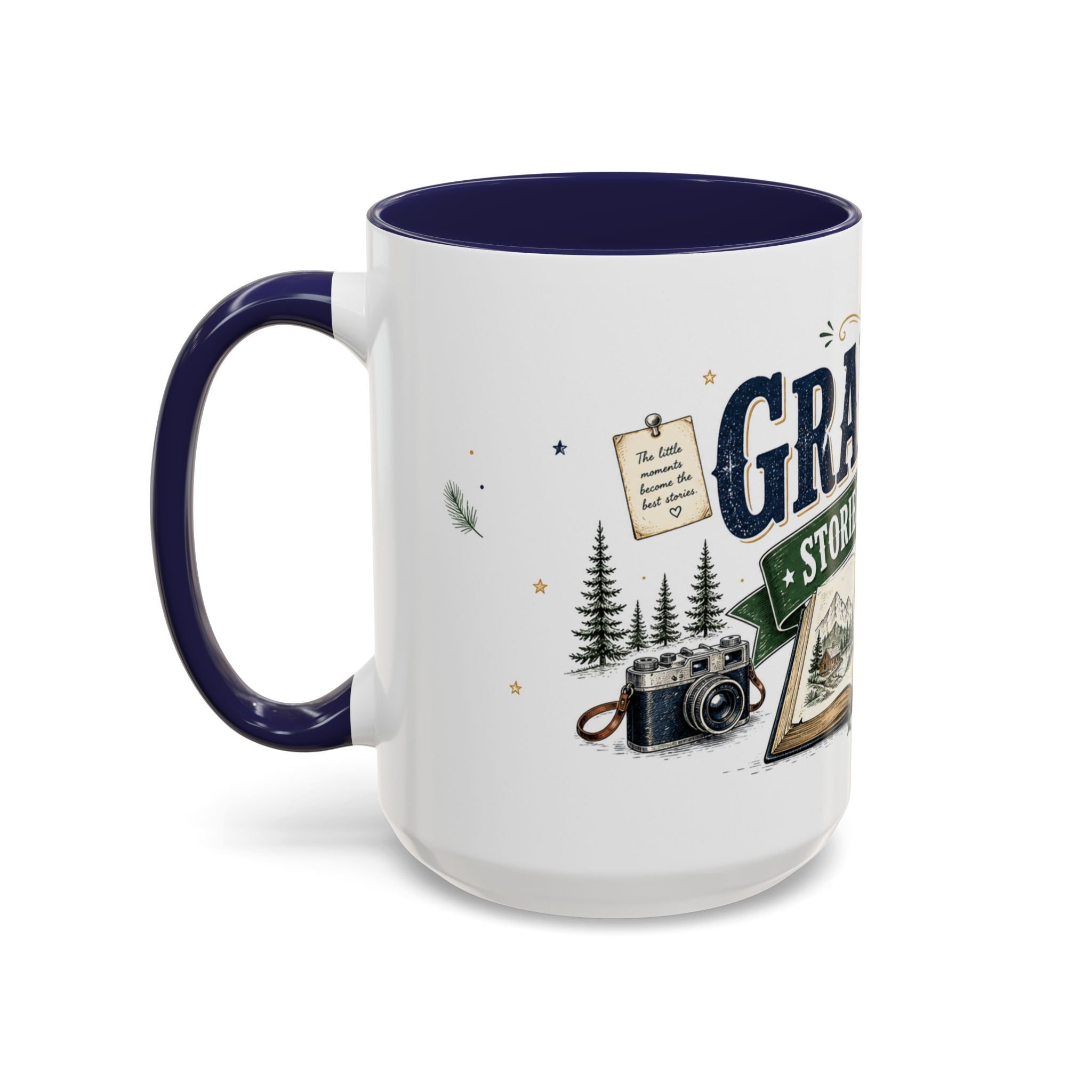 Grandpa's Stories Are The Best Coffee Mug | Gift From Grandkids | Accent Color Ceramic 11oz 15oz