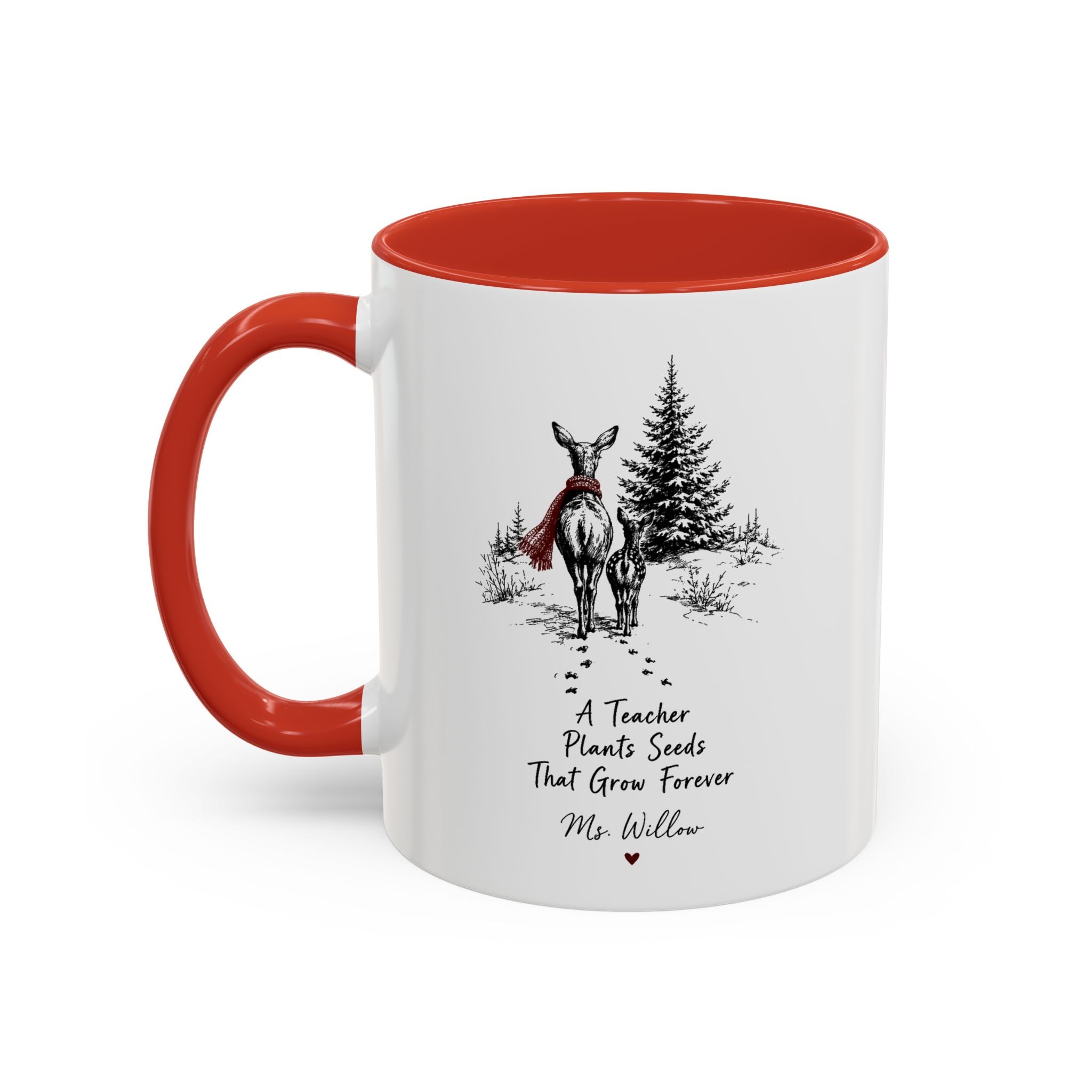 Personalized Deer Teacher Mug | You're Deer to My Heart | Custom Name Teacher Gift | 11oz 15oz