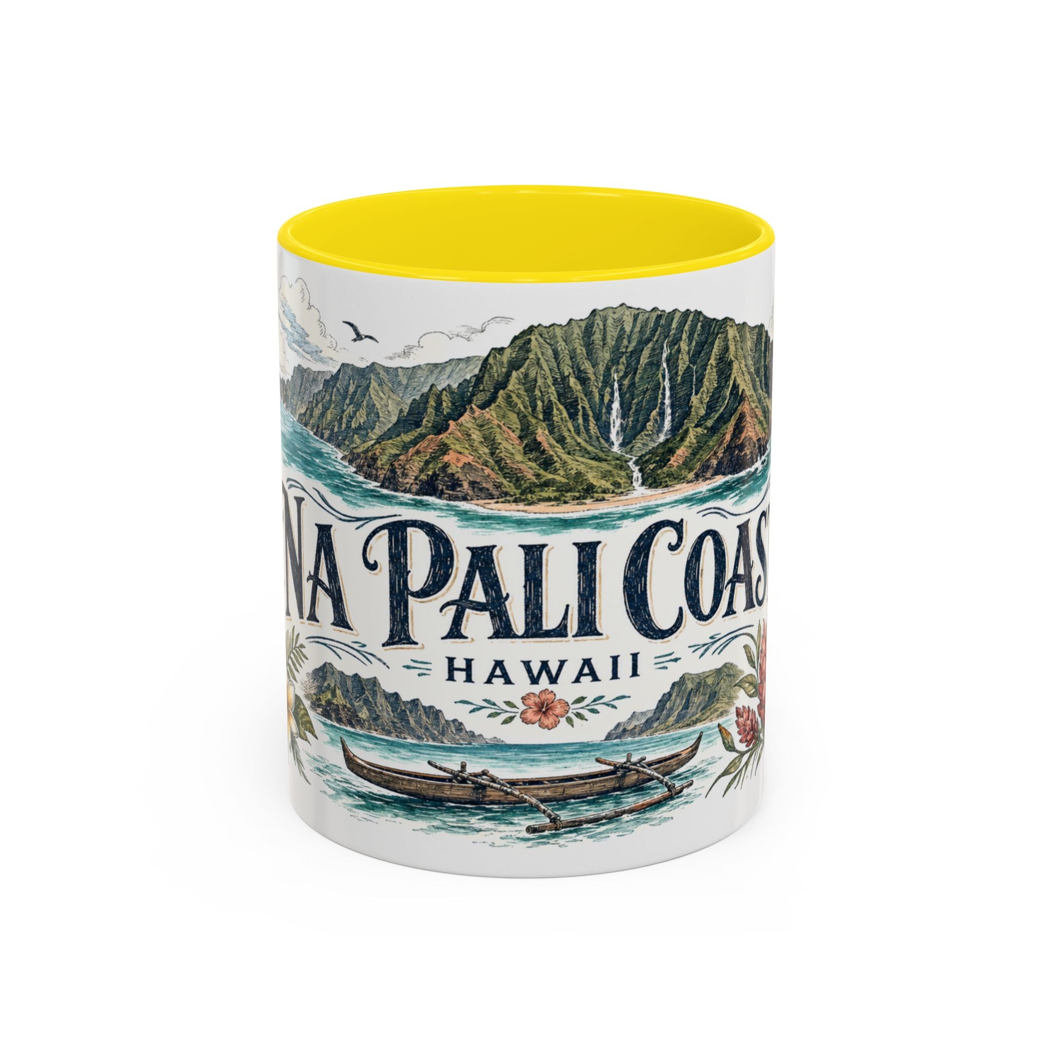 Na Pali Coast Mug, Hawaii Travel Souvenir, Bucket List Gift, Accent Ceramic Coffee Mug 11oz 15oz
