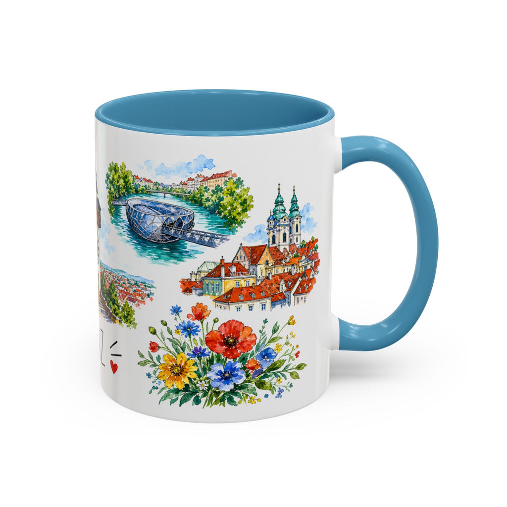Graz Illustrated Travel Mug | City Souvenir Accent Coffee Mug | 11oz 15oz Ceramic Cup