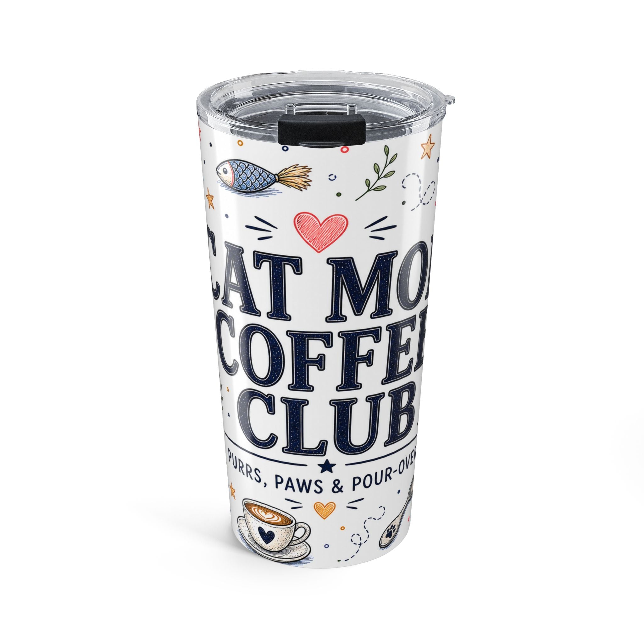 Cat Mom Coffee Club 20oz Tumbler | Cat Mom Gift | Insulated Stainless Steel Travel Cup