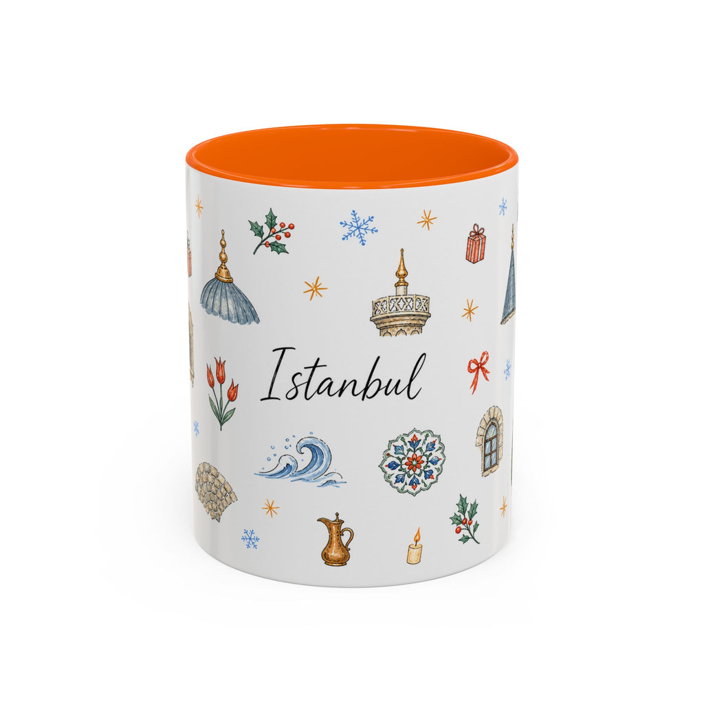 Istanbul Christmas Mug | Watercolor Travel Souvenir | Holiday Gift | Accent Ceramic Coffee Cup 11oz 15oz