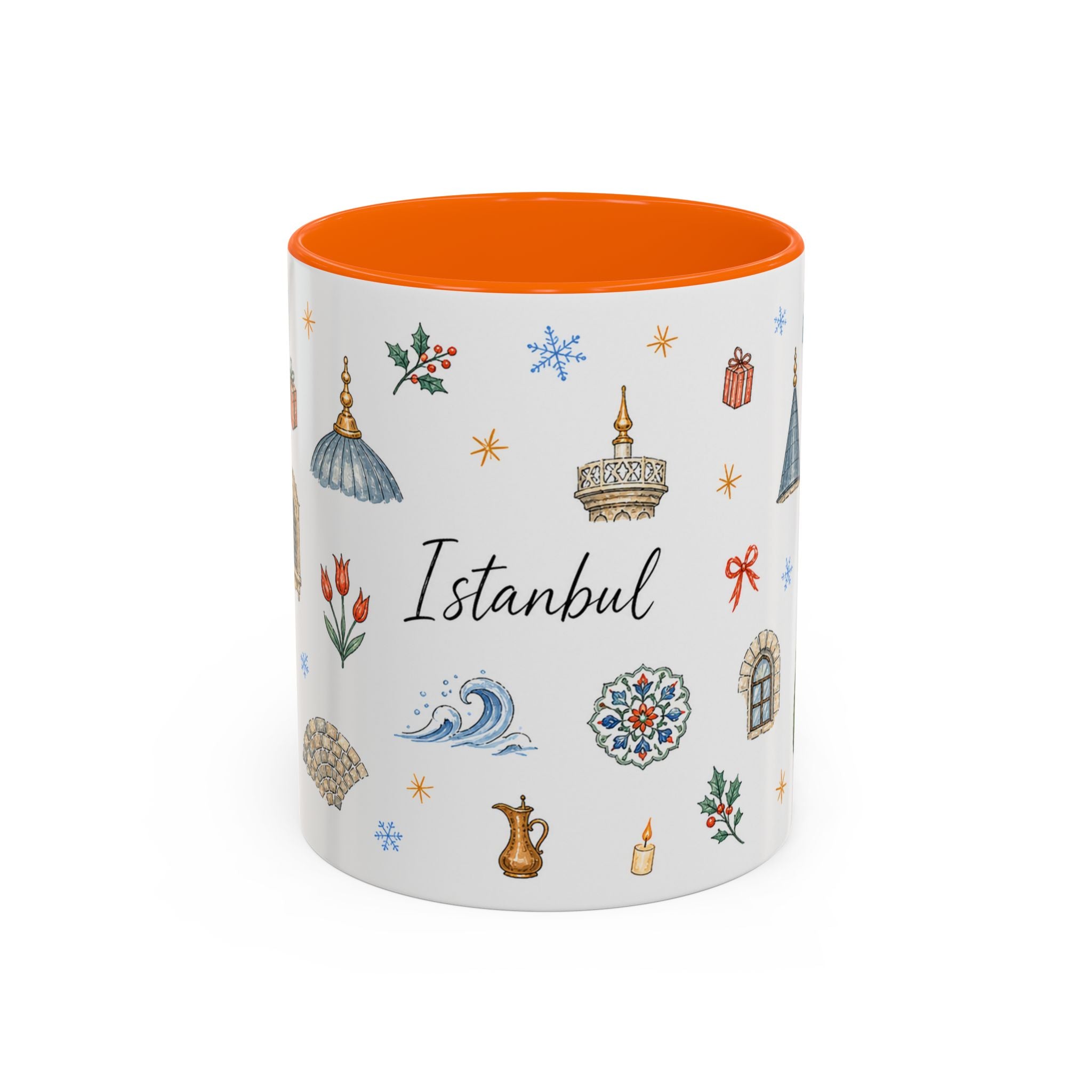 Istanbul Christmas Mug | Watercolor Travel Souvenir | Holiday Gift | Accent Ceramic Coffee Cup 11oz 15oz