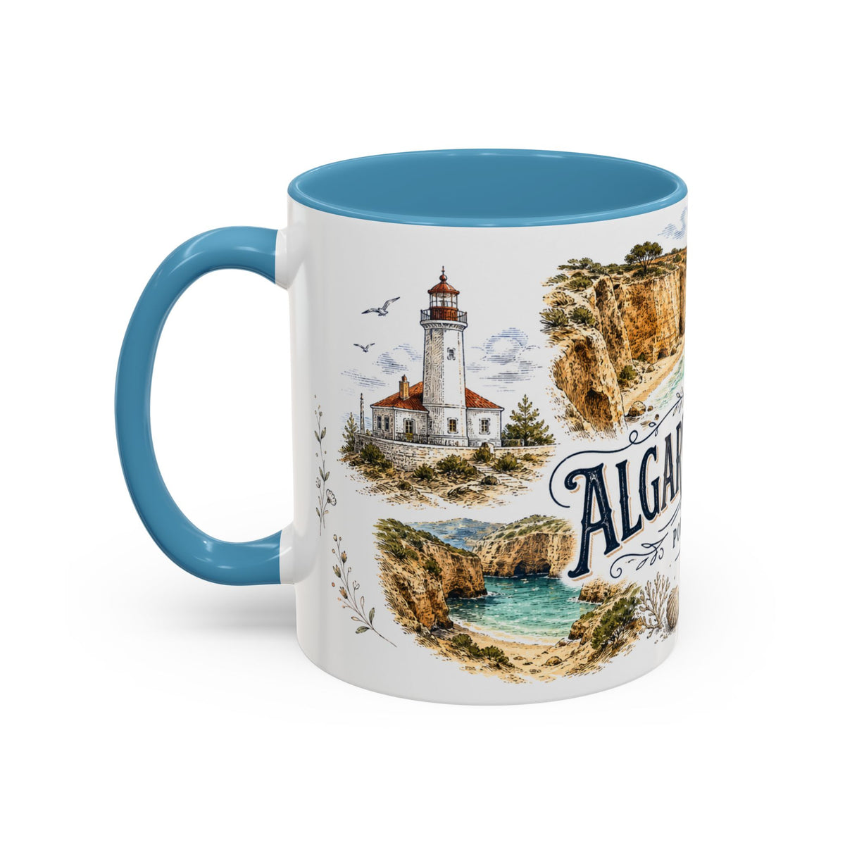 Algarve Coast Mug, Portugal Travel Souvenir, Bucket List Gift, Accent Ceramic Coffee Mug 11oz 15oz