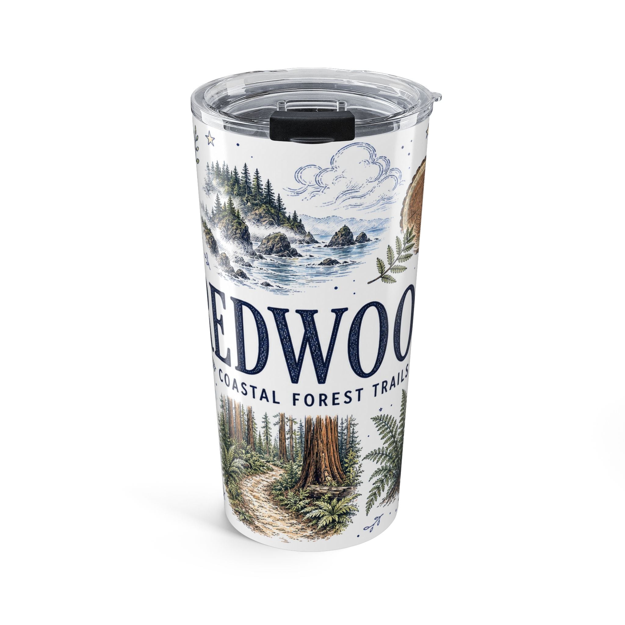 Redwood National Park 20oz Tumbler | California Coastal Forest Hiking Gift | Insulated Stainless Steel Travel Cup