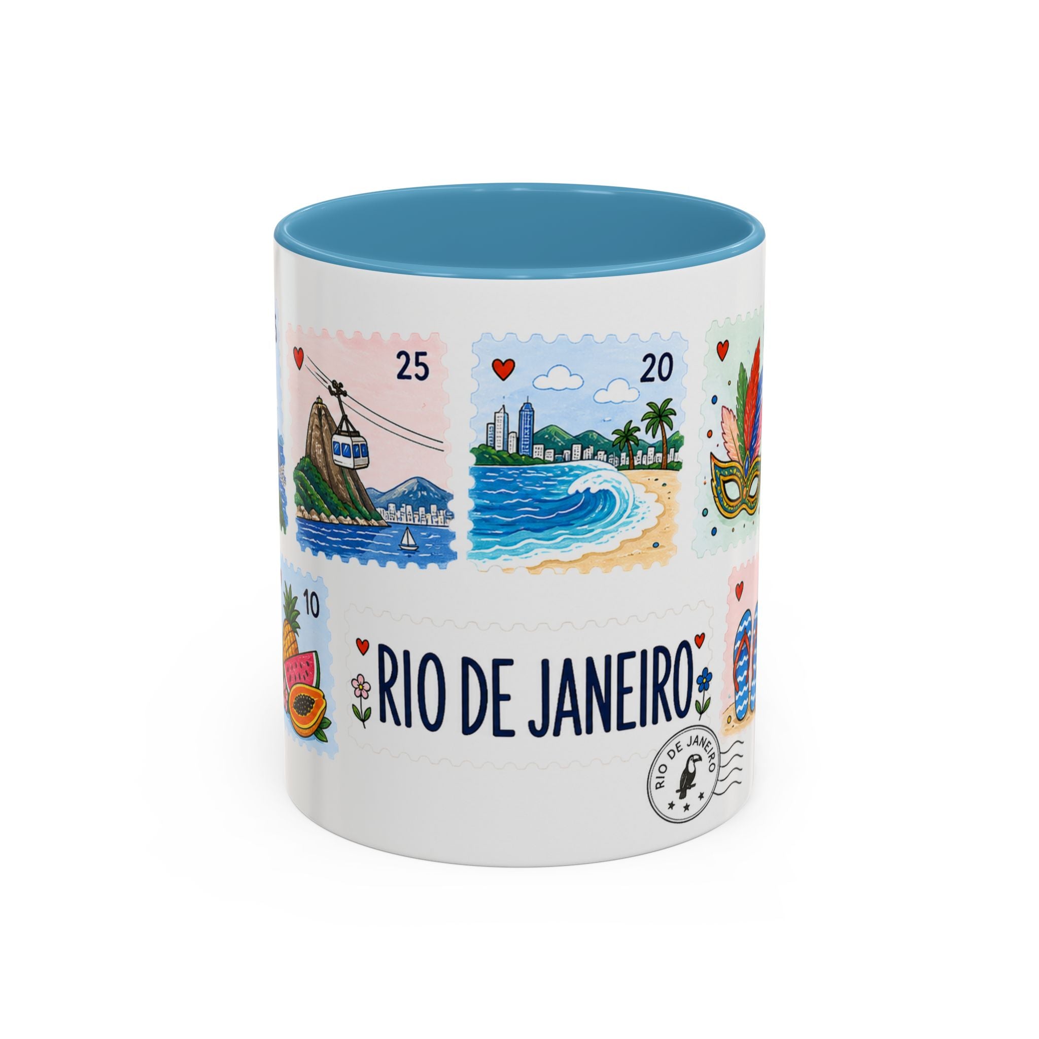 Rio de Janeiro Coffee Mug | Postage Stamp Collage Mug | Travel Souvenir Accent Cup 11oz 15oz