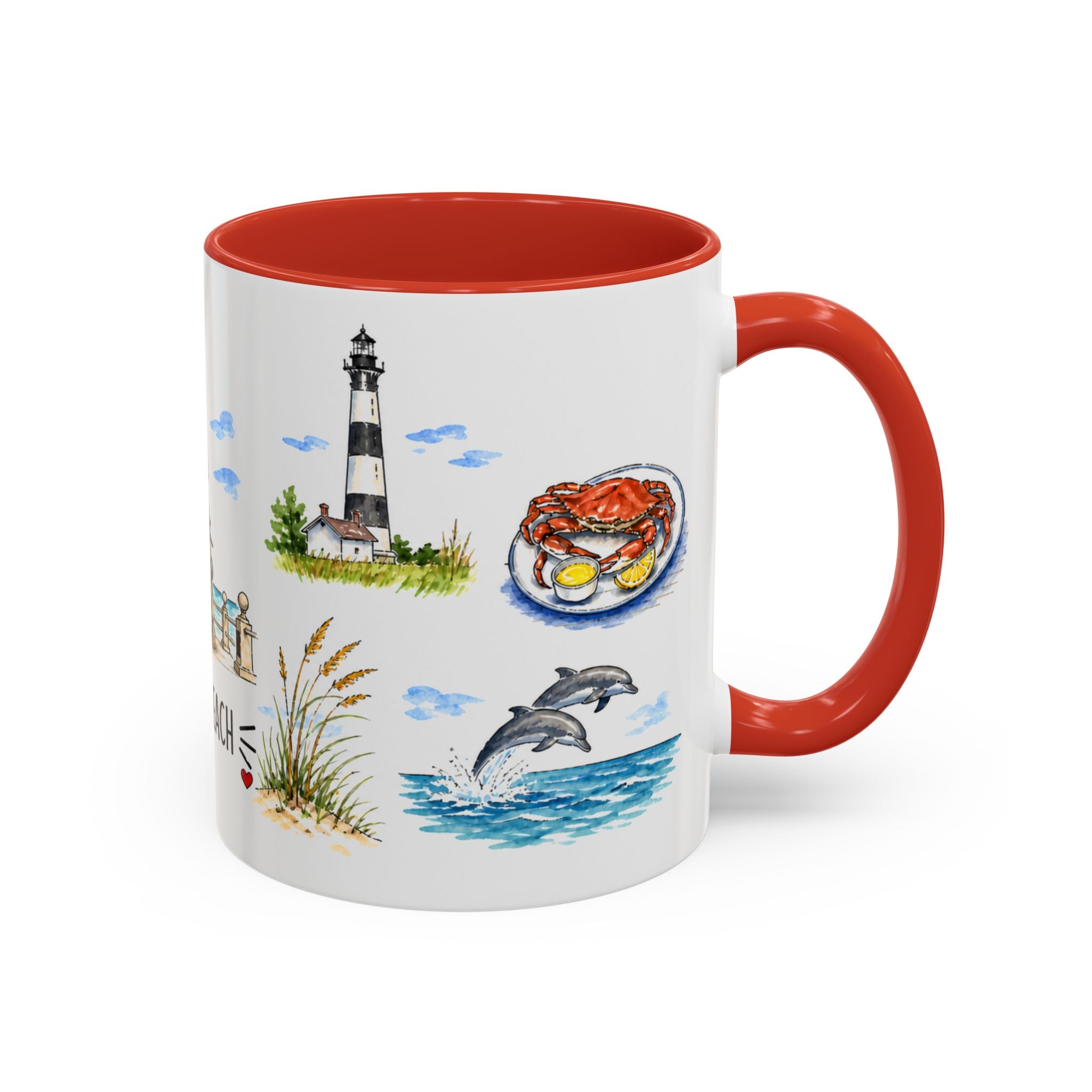 Virginia Beach Illustrated Travel Mug | City Souvenir Accent Coffee Mug | 11oz 15oz Ceramic Cup