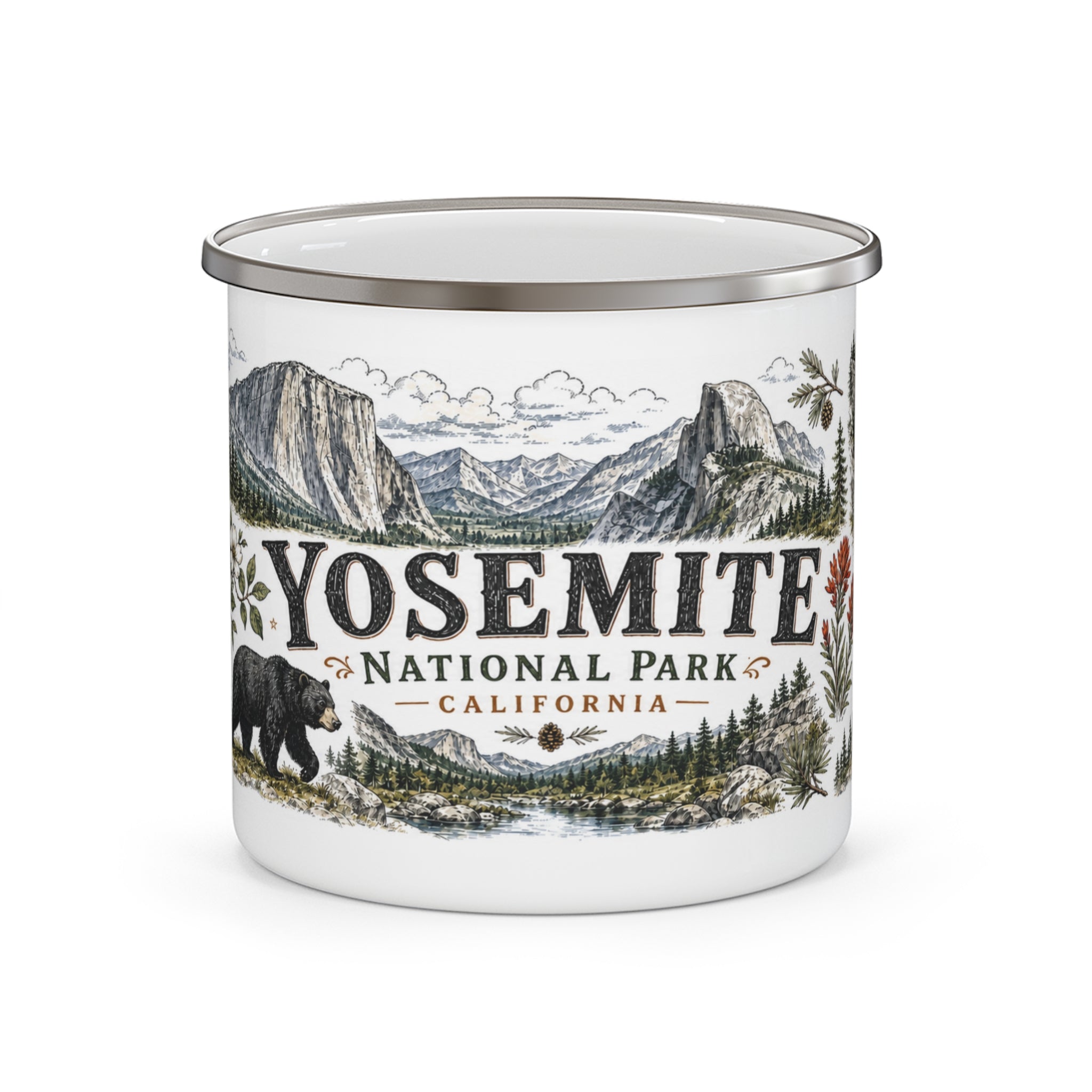 Yosemite National Park Vintage Enamel Camping Mug | 12oz National Park Hiking Gift