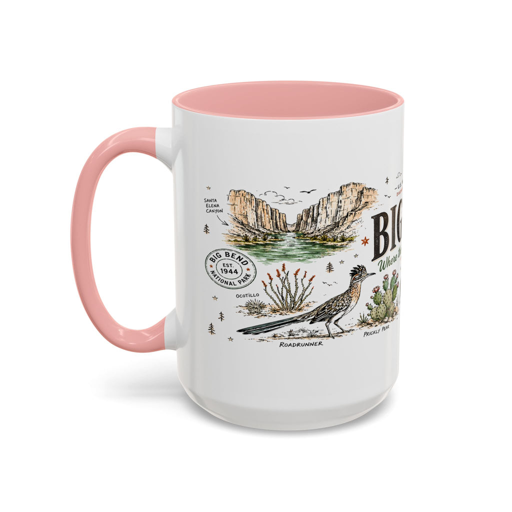 Big Bend National Park Coffee Mug | Texas Desert River Canyon Hiking Gift | Accent Color Ceramic 11oz 15oz