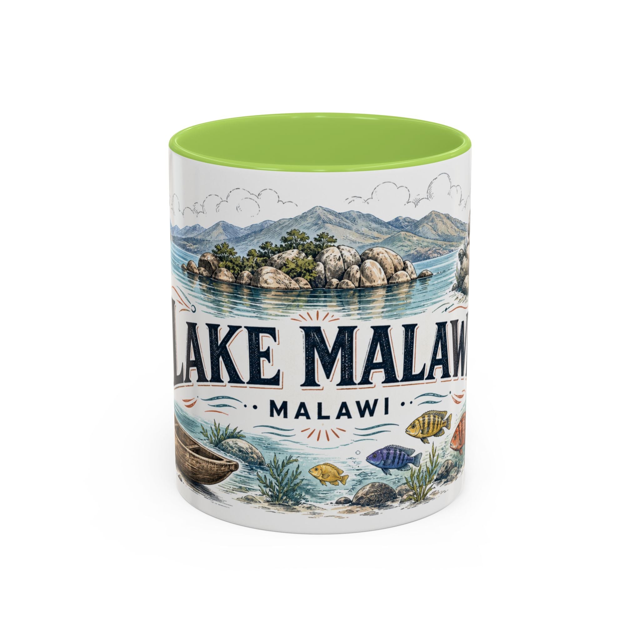 Lake Malawi Mug, Malawi Travel Souvenir, Bucket List Gift, Accent Ceramic Coffee Mug 11oz 15oz