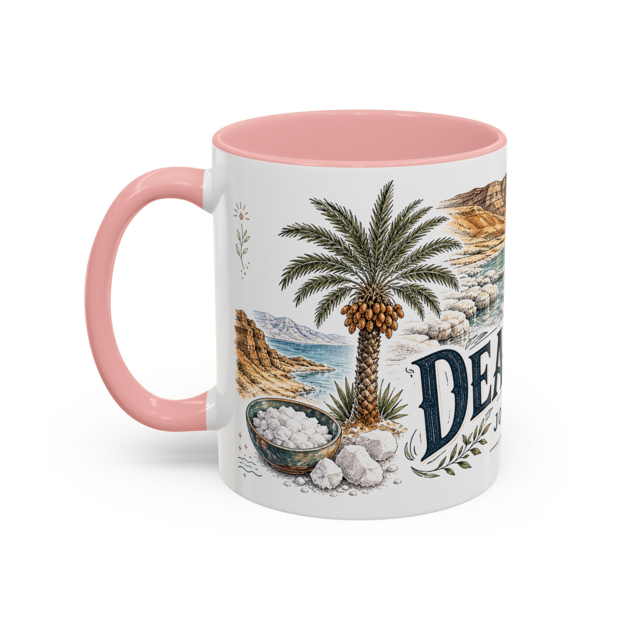 Dead Sea Mug, Jordan Travel Souvenir, Bucket List Gift, Accent Ceramic Coffee Mug 11oz 15oz