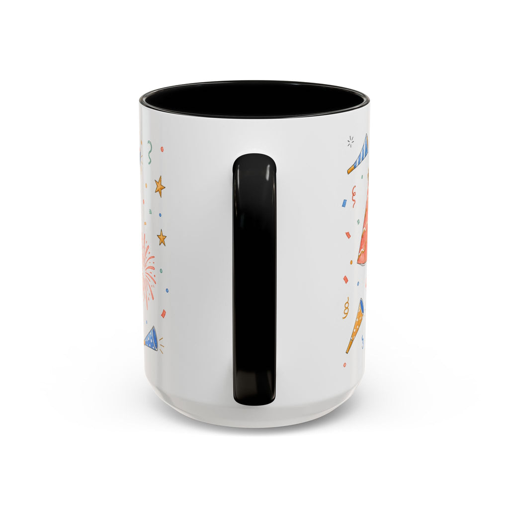 New Year Confetti Mug | Party Popper Watercolor Celebration Gift | Accent Cup 11oz 15oz