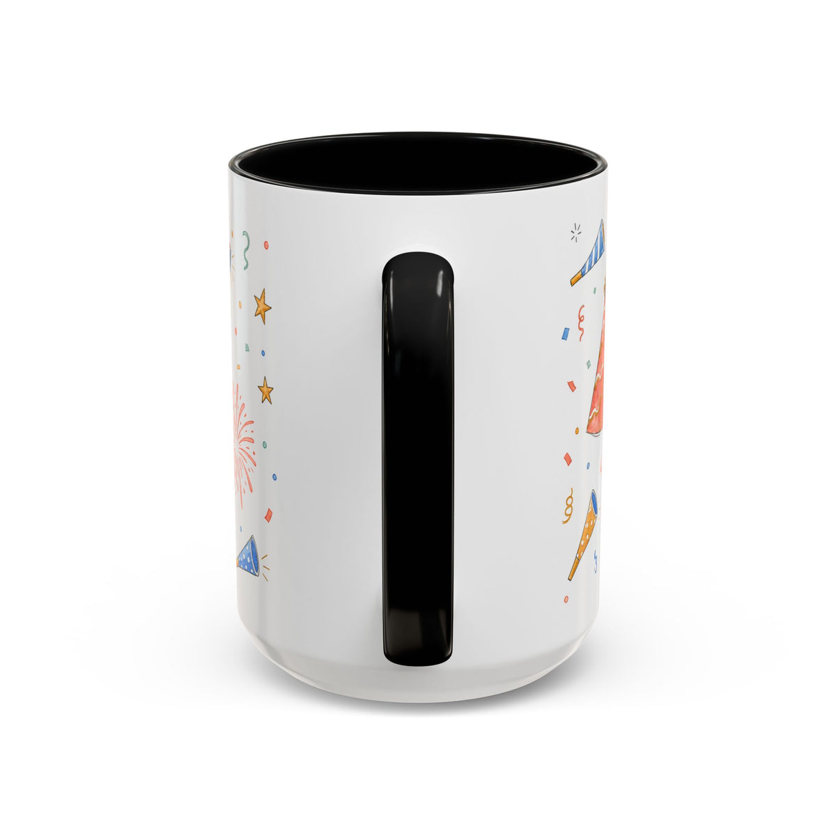New Year Confetti Mug | Party Popper Watercolor Celebration Gift | Accent Cup 11oz 15oz