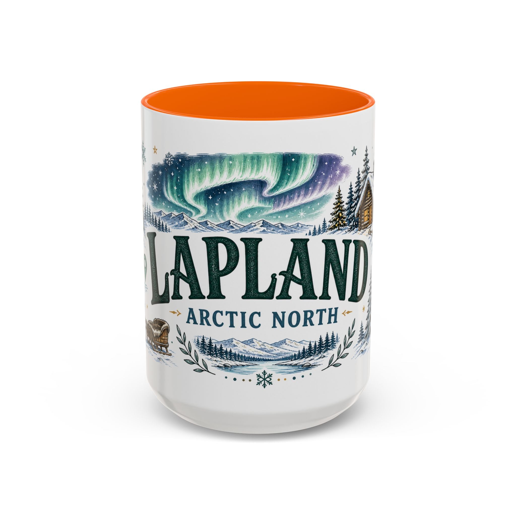 Lapland Coffee Mug | Travel Destination Souvenir Gift | Accent Color Ceramic 11oz 15oz