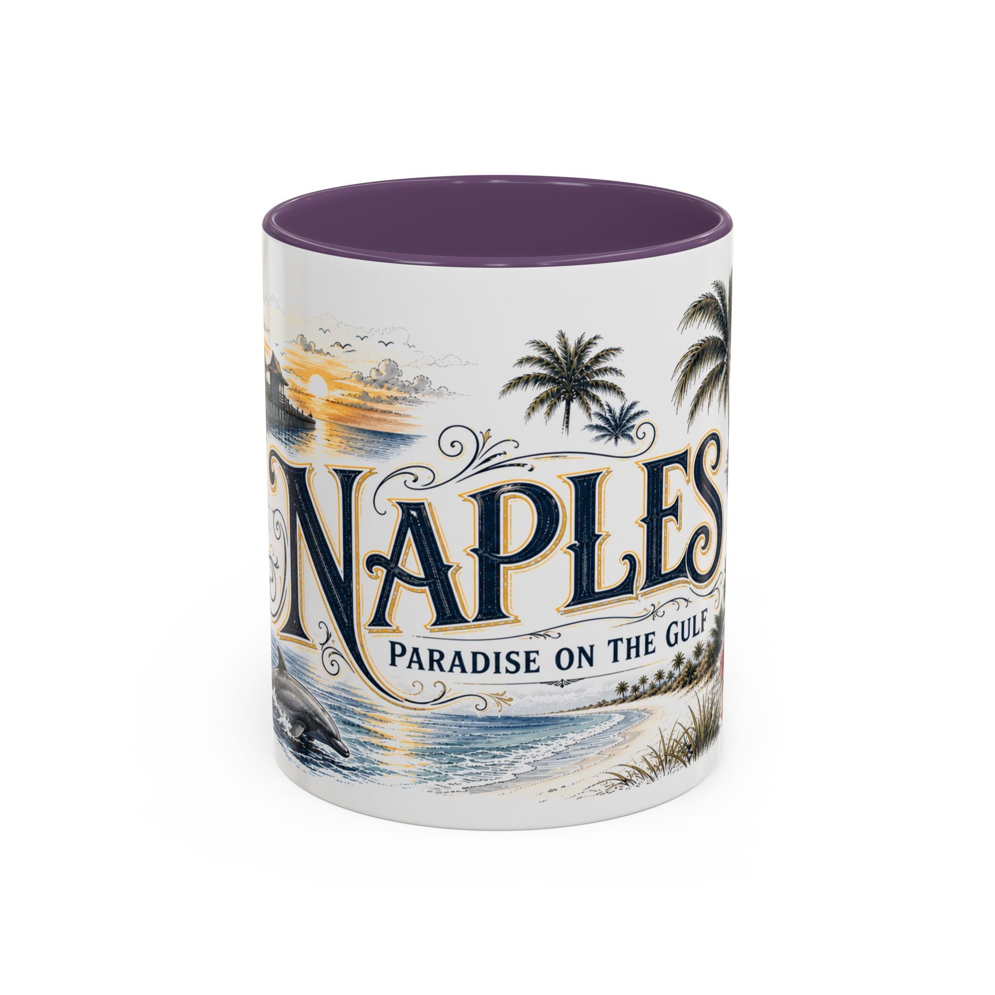 Naples Coffee Mug | United States Travel Souvenir | Vintage Illustrated City Gift | 11 oz 15 oz Accent Mug