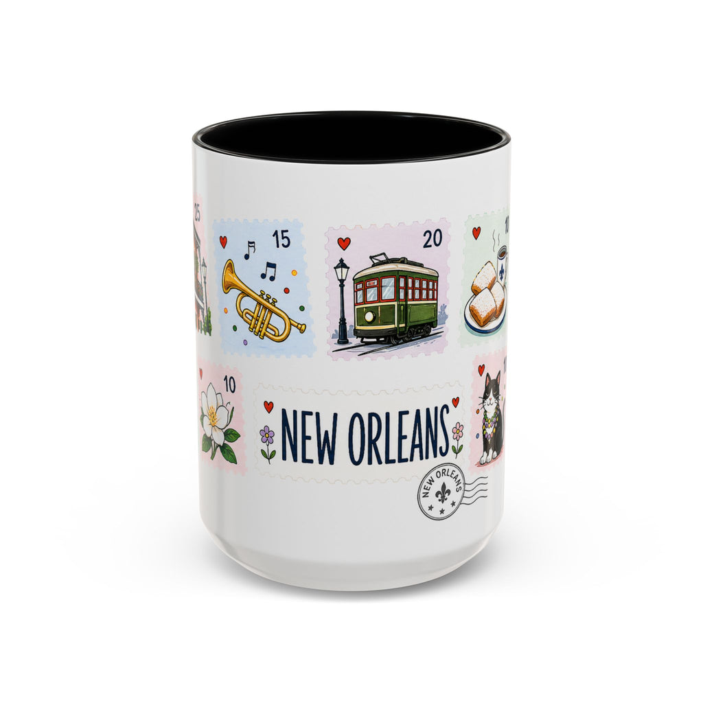 New Orleans Coffee Mug | Postage Stamp Collage Mug | Travel Souvenir Accent Cup 11oz 15oz