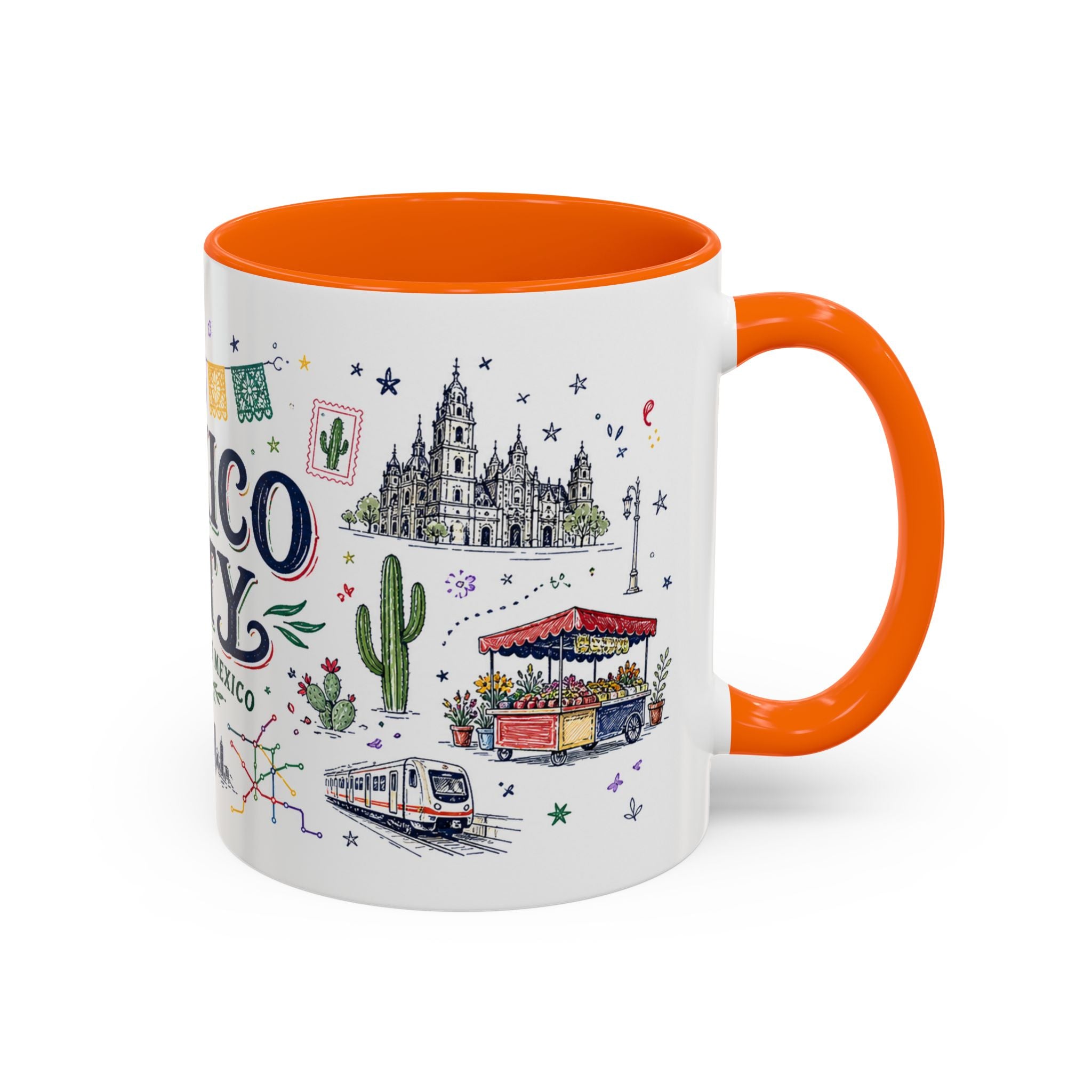 Mexico City Coffee Mug | Mexico Souvenir Travel Gift | Accent Color Ceramic 11oz 15oz