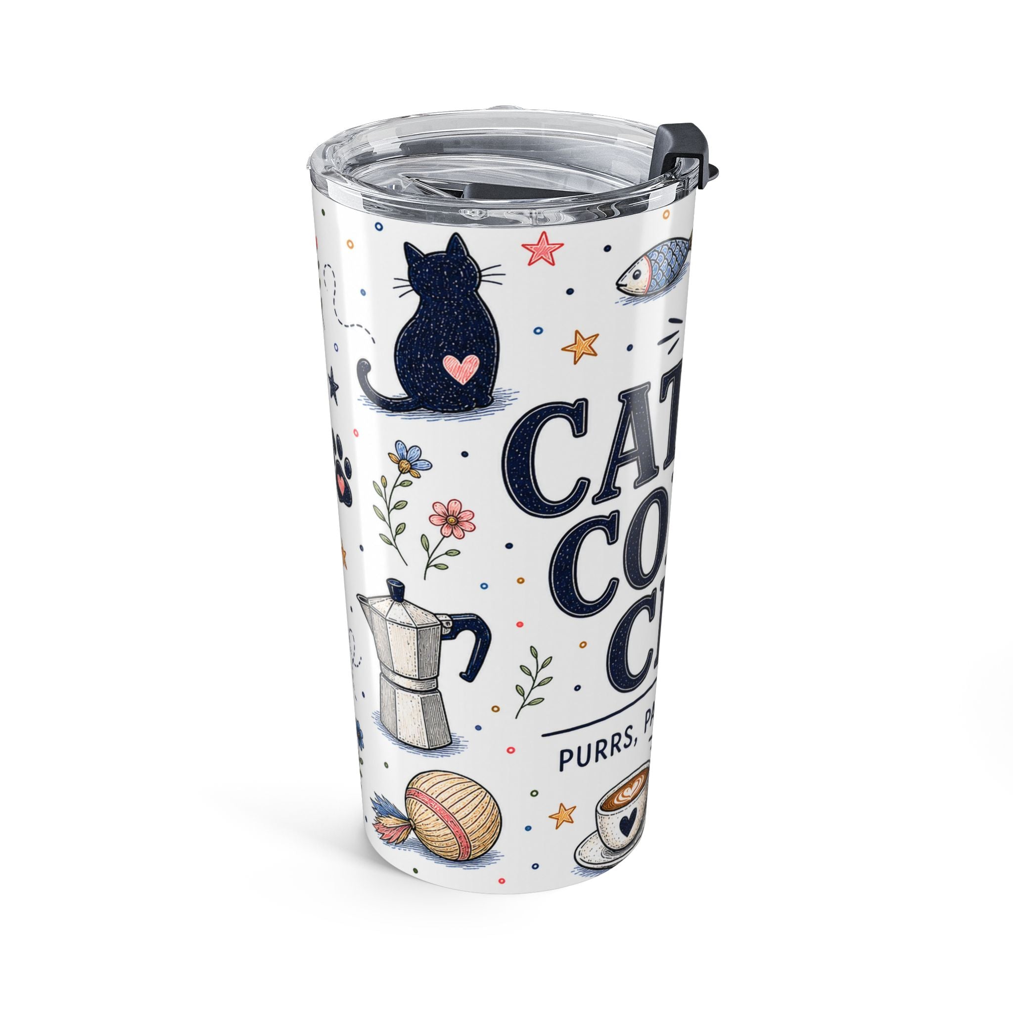 Cat Mom Coffee Club 20oz Tumbler | Cat Mom Gift | Insulated Stainless Steel Travel Cup