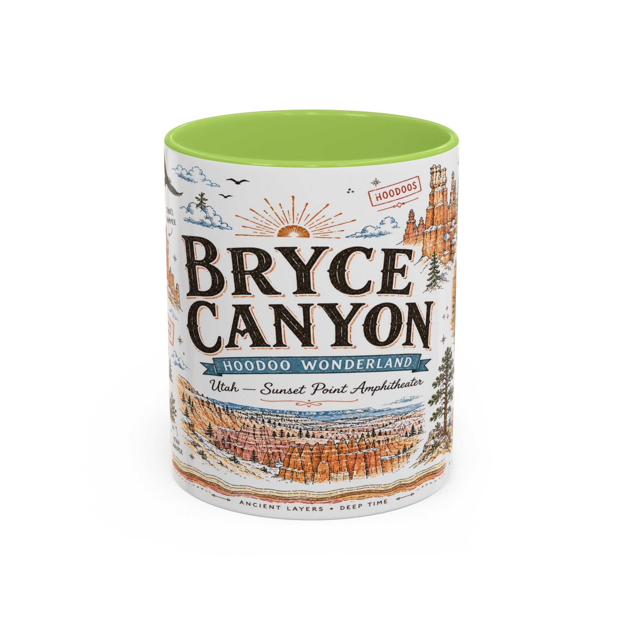 Bryce Canyon Coffee Mug | National Park Hiking Utah Gift | Accent Color Ceramic 11oz 15oz