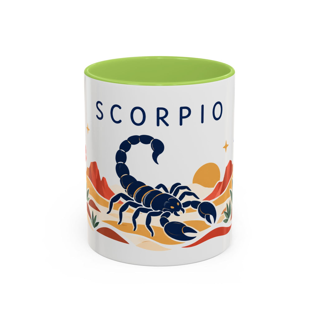 Scorpio Zodiac Coffee Mug | Scorpion and Desert Design | Astrology Birthday Gift | 11 oz 15 oz Ceramic Accent Mug