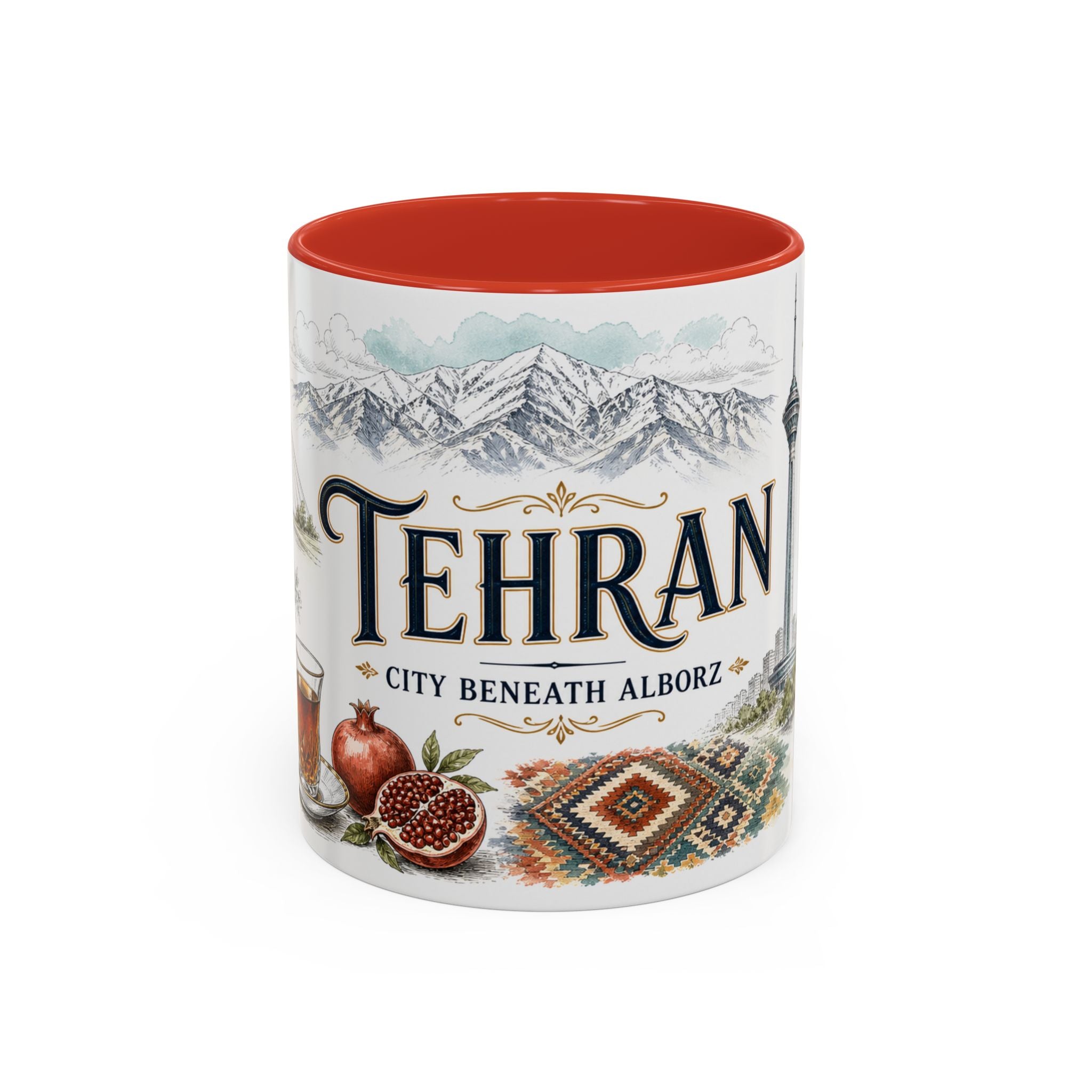 Tehran Coffee Mug | Iran Travel Souvenir | Vintage Illustrated City Gift | 11 oz 15 oz Accent Mug